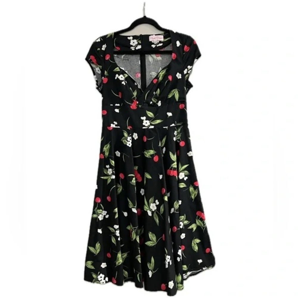 Belle Poque Black cherry and Floral Dress